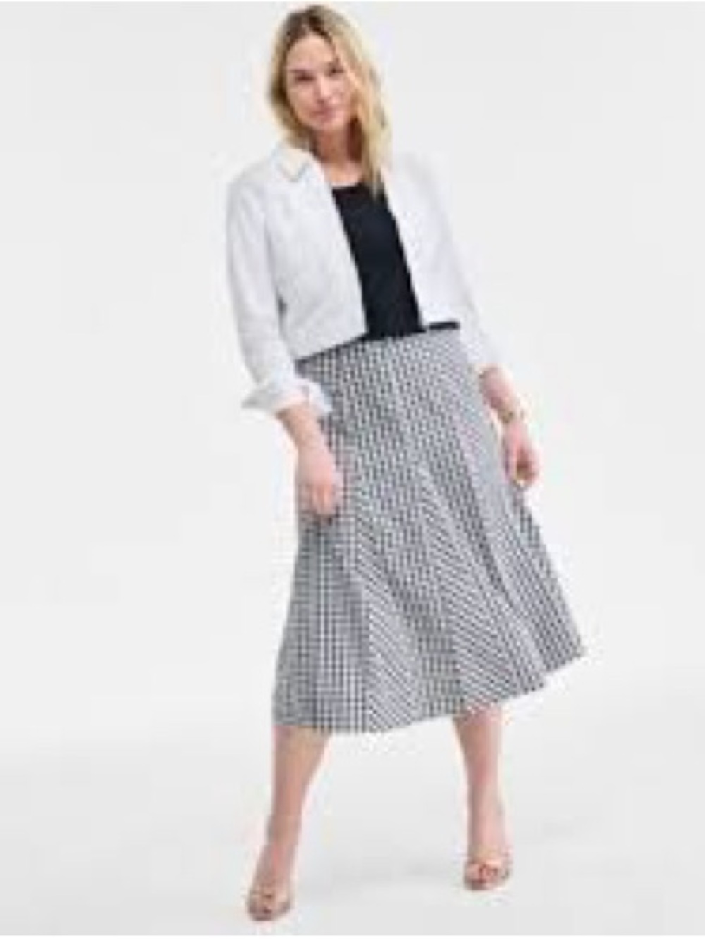 On 34th Women's Seersucker Gingham Midi Skirt